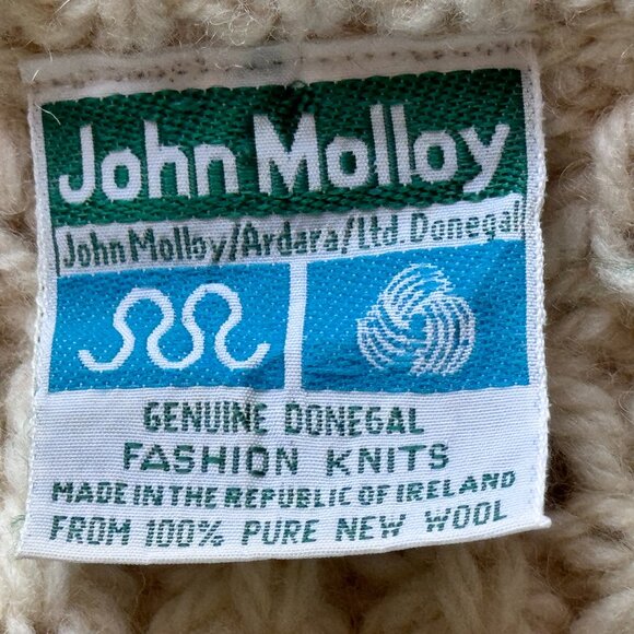 John Molloy Genuine Donegal Ireland Wool Womens Ivory Sweater Pullover Sz M - Picture 9 of 10